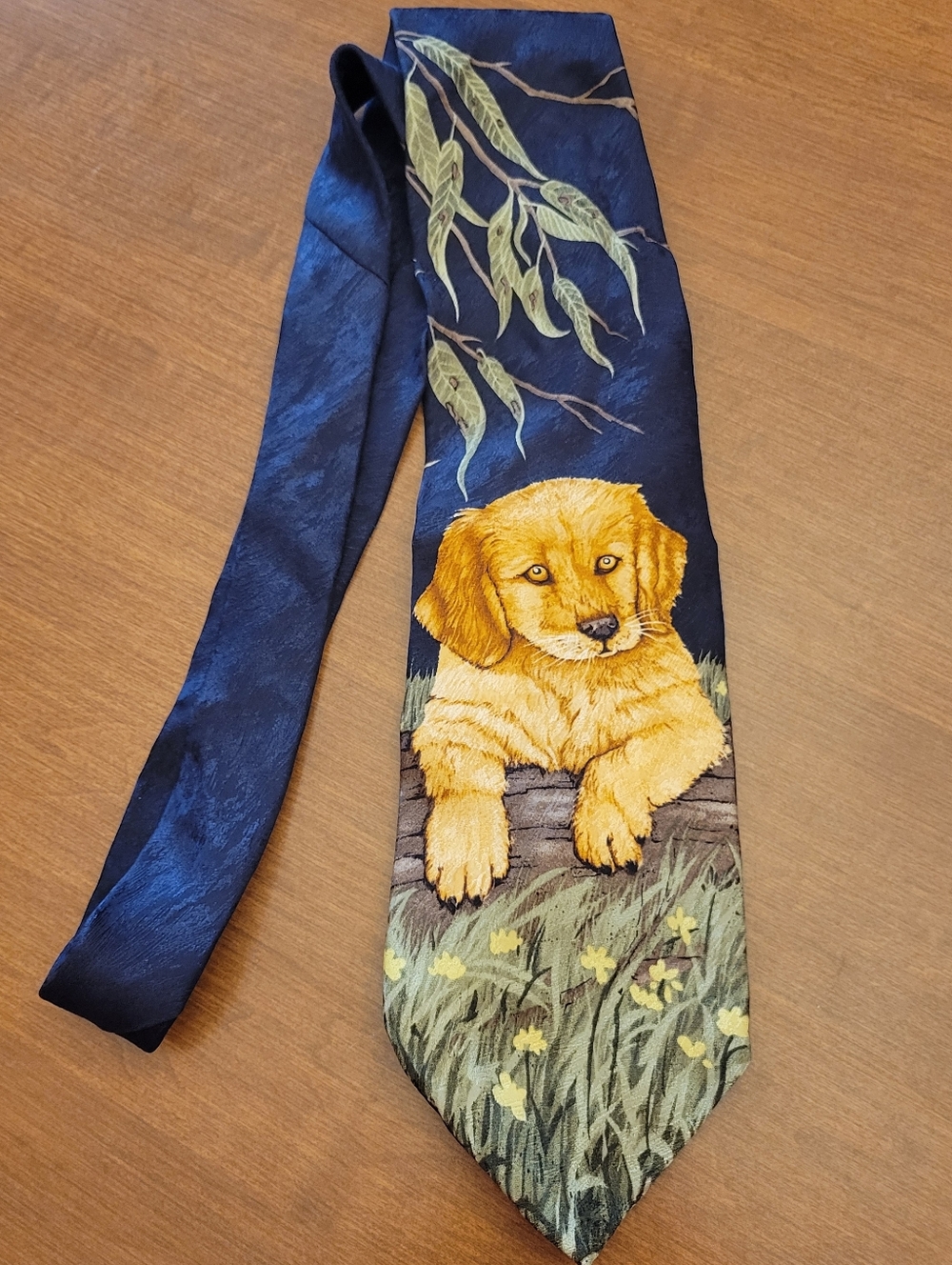 Endangered Species Navy Under the Willow 1999 Katie Dobson Cundiff SilkTie